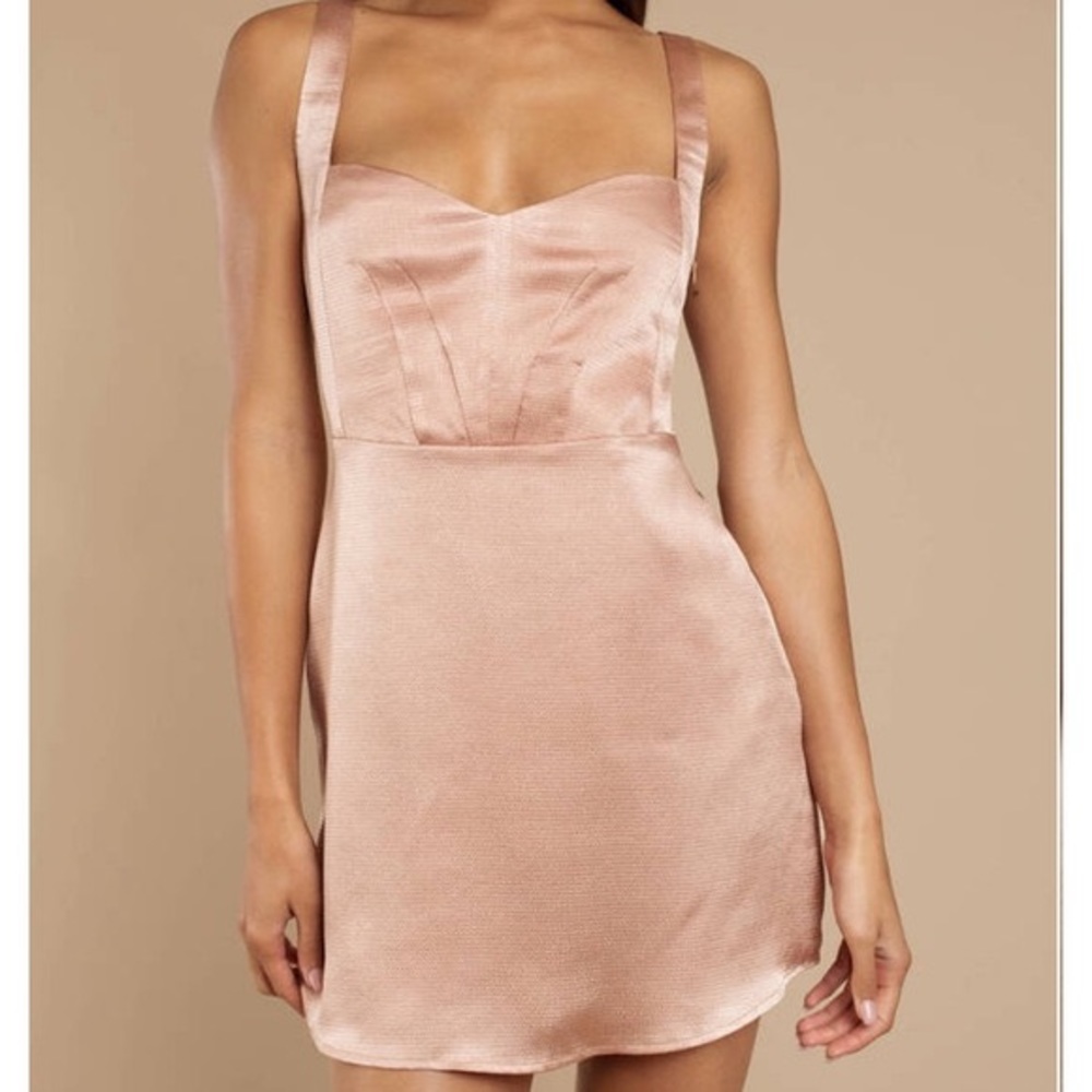 NWT Tobi rose gold satin dress